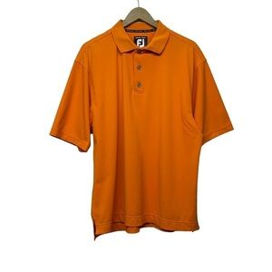 FootJoy Mens Orange Golf Polo Tee Shirt Size Large Preppy Colorful Sporty